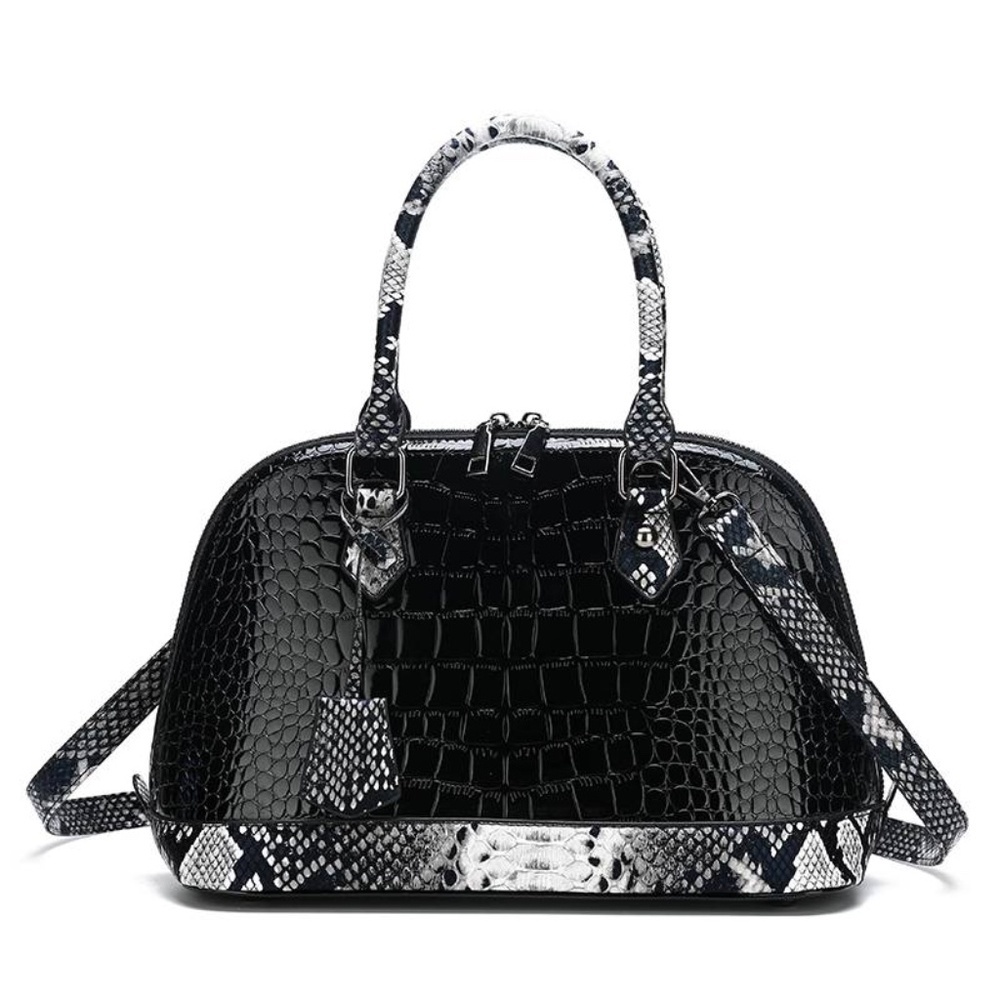 Black And White Women's Vegan  Leather Shoulder Bag
